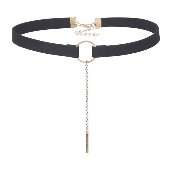 Velvet Wide Band Choker Bar Necklace - Picture 2 of 3